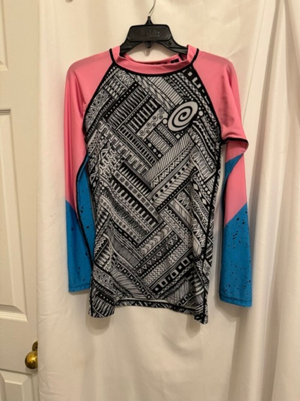 Hypnotik BJJ Jiu Jitsu Rash Guard Long Sleeve Pink Blue Black Size L